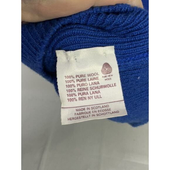 Lyle & Scott Old Course St. Andrews Blue 100% Wool V Neck Pullover Sweater Golf - Picture 5 of 5